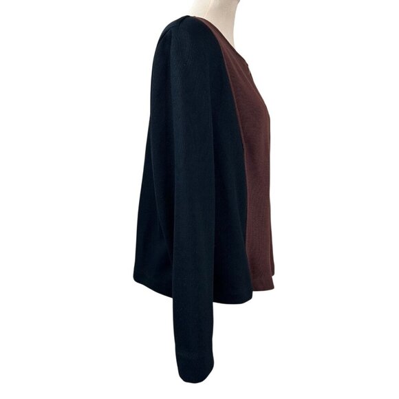 Weekenders Brown Black Knit Button-Up Long Sleeve Cardigan Jacket Size XL - Picture 2 of 8